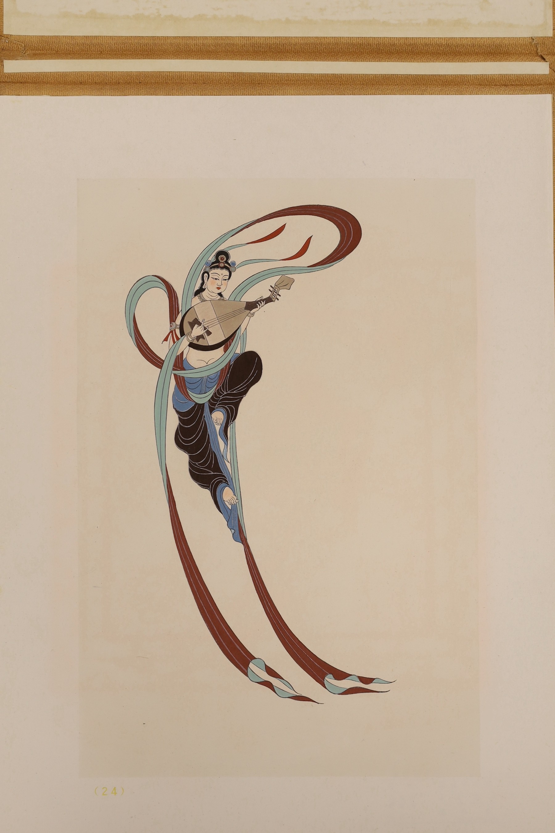 After Rongbaozhai, 20th century Chinese, an album of coloured woodblocks plates, collection of Dunhuang murals, published 1952